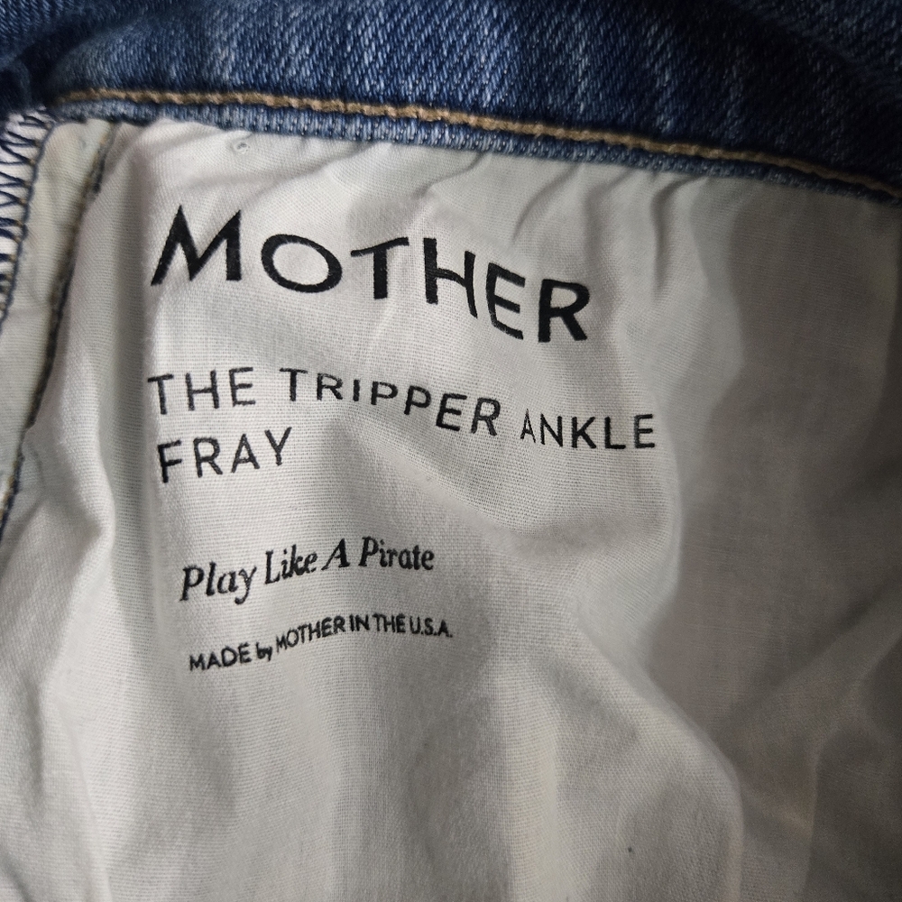 Mother The Tripper Ankle Fray Size 33 Button Fly Distressed Holes Raw Hem - Picture 3 of 16